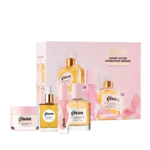 Подарочный набор Gisou Honey Gloss Hydration Heroes Gift Set (масло для волос 20 мл, маска 75 мл, парфюм 50 мл, масло для губ 8 мл)