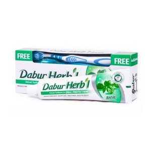 Зубная паста со щеткой Dabur Herb’L Базилик 150 г