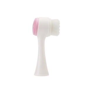Двойная щеточка Kalipso Exfoliating Brush для умывания и пилинга лица розовая