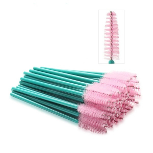 Щеточки для ресниц и бровей Kalipso Eyelash Brushes бирюзовые ворс розовый (50 шт/уп)