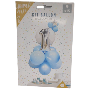 Набор воздушных шаров Happy Party Kit Ballon Цифра 1 голубой 15 шт