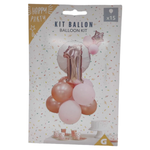 Набор воздушных шаров Happy Party Kit Ballon Цифра 1 розовый 15 шт