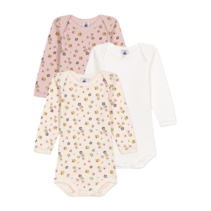 Набор хлопковых боди Petit Bateau с длинными рукавами и цветочным принтом 3 шт (18м/81 см)
