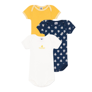 Набор хлопковых боди Petit Bateau с короткими рукавами для мальчиков 3 шт (12м/74 см)