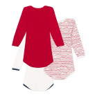 Набор хлопковых боди Petit Bateau с длинными рукавами белый с красным 3 шт (6м/67 см)