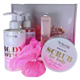 Бокс подарочный Top Beauty Beauty Box для ухода за телом (крем для рук 40 мл, скраб 250 мл, лосьон 250 мл, гель для душа 250 мл, свечка)