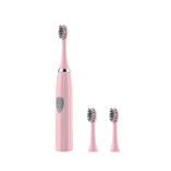 Электрическая зубная щетка Kalipso Electric Toothbrush с мягкой щетиной на батарейках розовая (3 насадки)