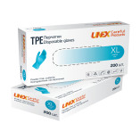Перчатки одноразовые ТРЕ Unex неопудренные голубые XL 200 шт