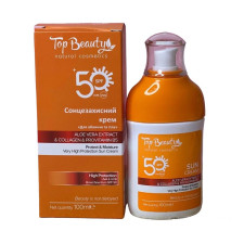 Солнцезащитный крем для лица и тела Top Beauty Aloe Vera Extract & Collagen & Provitamin B5 SPF 50 100 мл