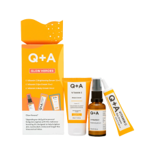 Подарочный набор Q+A Glow Heroes Gift Set для сияния кожи (крем для тела 50 мл, крем для глаз 15 мл, сыворотка 30 мл)