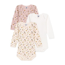 Набор хлопковых боди Petit Bateau с длинными рукавами и цветочным принтом 3 шт (24м/86 см)
