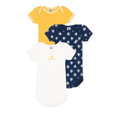 Набор хлопковых боди Petit Bateau с короткими рукавами для мальчиков 3 шт (18м/81 см)