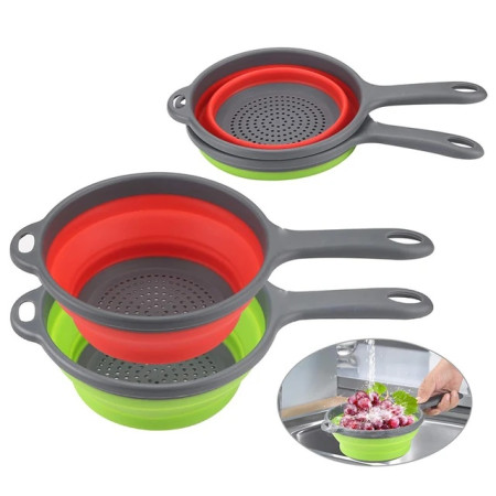 Силиконовый дуршлаг Kalipso Collapsible Filter Baskets складной с ручкой (цвета в ассортименте)