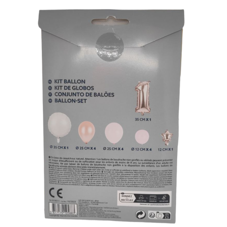 Набор воздушных шаров Happy Party Kit Ballon Цифра 1 розовый 15 шт