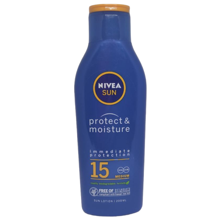 Солнцезащитный лосьон для тела Nivea Sun Protect & Moisture Sun Lotion SPF15 увлажняющий 200 мл