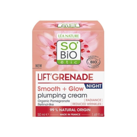 Ночной крем для лица So'Bio Etic Lift'Grenade Smooth & Glow Plumping Night Cream разглаживающий 50 мл