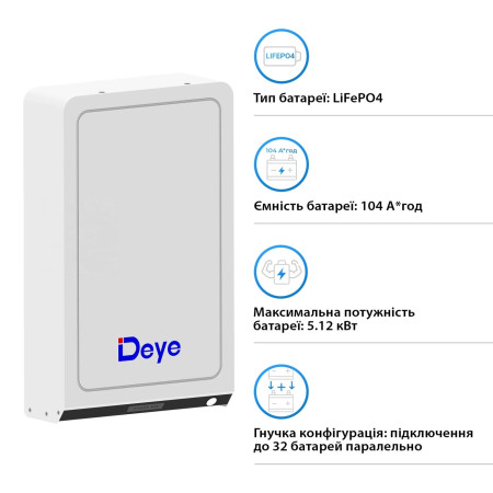 Аккумуляторная батарея Deye RW-M5.3 Pro LiFePO4 LV 51.2v 104AH 5.32 kwh
