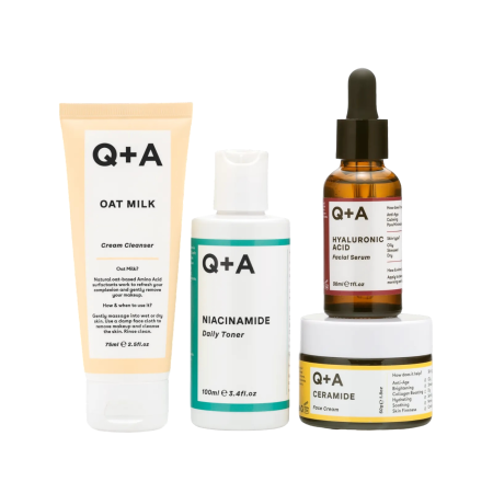 Подарочный набор Q+A Holiday Heroes Gift Set для ухода за лицом (очищающий крем 75 мл, тонер 100 мл, сыворотка 30 мл, крем для лица 50 мл)