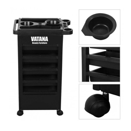 Тележка парикмахерская для салонов красоты Vatana 578-006 на 5 рабочих отделений 