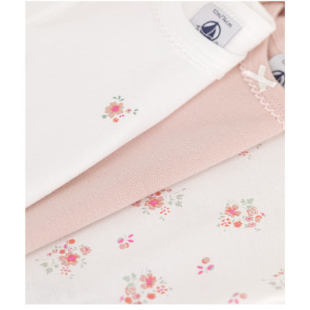 Набор хлопковых боди Petit Bateau с короткими рукавами розовый с белым 3 шт (6м/67 см)