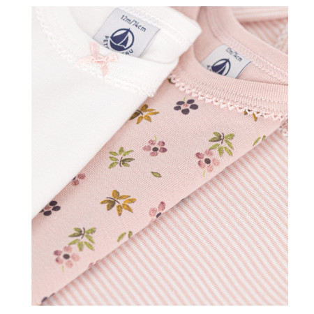 Набор хлопковых боди Petit Bateau с короткими рукавами и цветочным принтом  3 шт (6м/67 см)