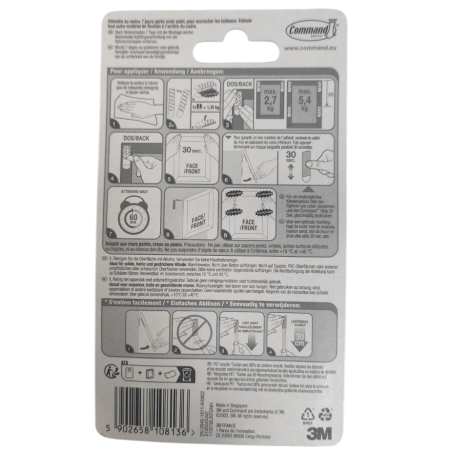 Клейкие застежки для рамок и картин 3M Command Picture Black (5,4 кг, 4 пары)