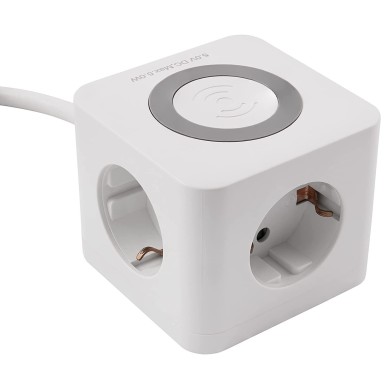 Удлинитель-куб McPower BW-03 с 3 портами USB, 3 розетками 230 В и зарядным устройством Qi