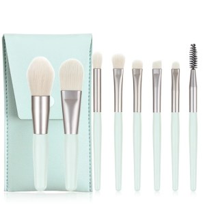 Набір пензлів для макіяжу Kalipso Mini Portable Makeup Brush Set у чохлі бірюзовий 8 шт