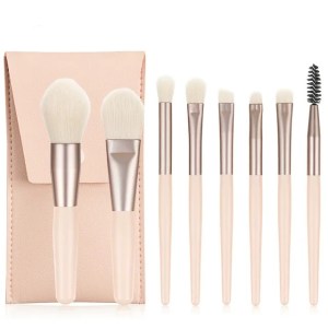 Набір пензлів для макіяжу Kalipso Mini Portable Makeup Brush Set у чохлі бежевий 8 шт