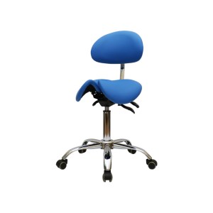 Стілець-сідло для майстра BSUkraine 4008-1 із розділеним сидінням зі спинкою синій