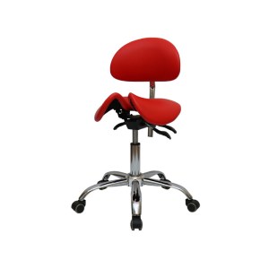 Стілець-сідло для майстра BSUkraine 4008-1 з розділеним сидінням зі спинкою червоний