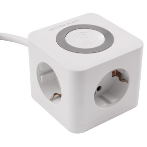 Подовжувач-куб McPower BW-03 з 3 портами USB, 3 розетками 230 В та зарядним пристроєм Qi