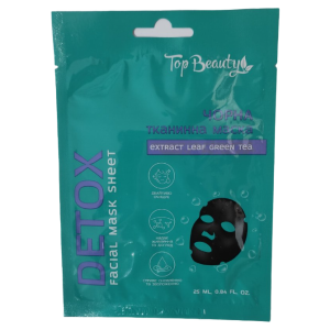 Тканинна маска для обличчя Top Beauty Detox чорна з екстрактом зеленого чаю 25 мл