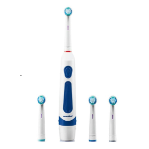 Електрична зубна щітка Nevadent біло-синя (4 насадки + батарейки)