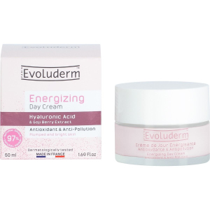 Антиоксидантний крем Evoluderm Energizing Day Cream Antioxidant & Anti-Pollution з гіалуроновою кислотою та екстрактом ягід годжі 50 мл