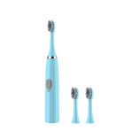 Електрична зубна щітка Kalipso Electric Toothbrush із м'якою щетиною на батарейках блакитна (3 насадки)
