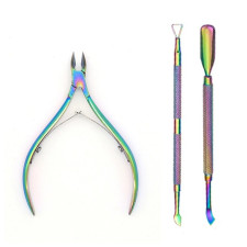 Набір манікюрних інструментів Kalipso Manicure Tools Rainbow (кусачки + 2 двосторонні пушери)
