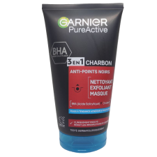 Гель для вмивання, скраб, маска для обличчя Garnier Pure Active Charbon Anti-Points Noirs 3 в 1 проти чорних крапок 150 мл
