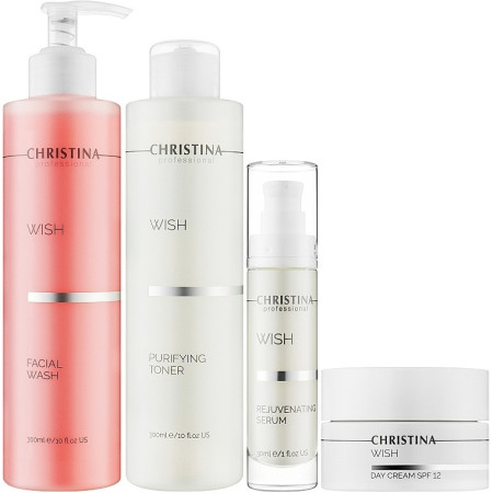 Подарунковий набір Christina Wish (гель 300 мл + тонік 300 мл + сироватка 30 мл + крем 50 мл)