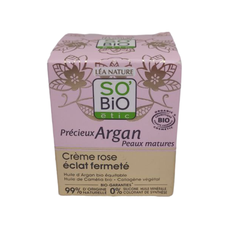 Зміцнювальний денний крем So'Bio Etic Precieux Argan Firming Radiance Rosy Cream для зрілої шкіри 50 мл