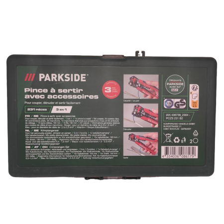Кліщі для різання, зачистки та обтиску Parkside PCZS 231 B2 з набором приладдя 231 од.