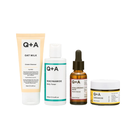 Подарунковий набір Q+A Holiday Heroes Gift Set для догляду за обличчям ( крем, що очищає 75 мл, тонер 100 мл, сироватка 30 мл, крем для обличчя 50 мл)