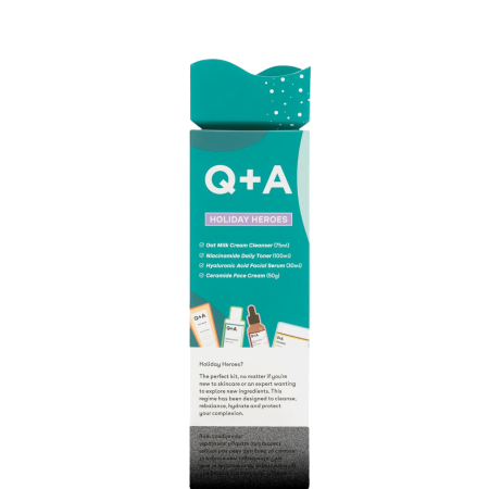 Подарунковий набір Q+A Holiday Heroes Gift Set для догляду за обличчям ( крем, що очищає 75 мл, тонер 100 мл, сироватка 30 мл, крем для обличчя 50 мл)