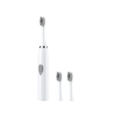 Електрична зубна щітка Kalipso Electric Toothbrush із м'якою щетиною на батарейках біла (3 насадки)