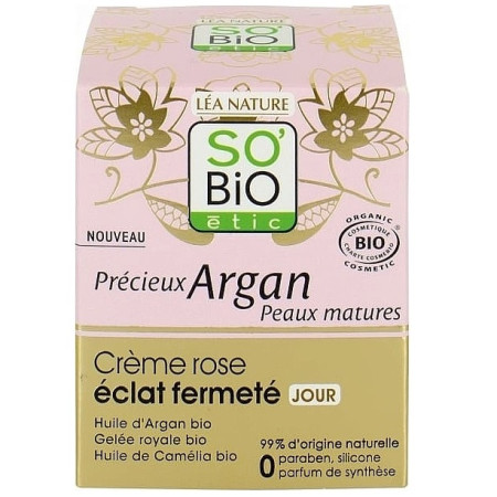 Зміцнювальний денний крем So'Bio Etic Precieux Argan Firming Radiance Rosy Cream для зрілої шкіри 50 мл