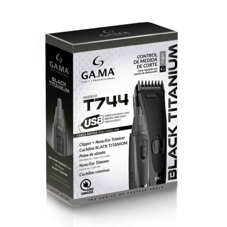 Набір машинок для стрижки волосся GA.MA Black Titanium T744 (T742+T312) (GM4511)