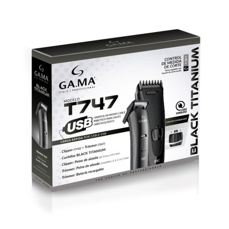 Набір машинок для стрижки волосся GA.MA Black Titanium T747 (T742+T827) (Gm4512)
