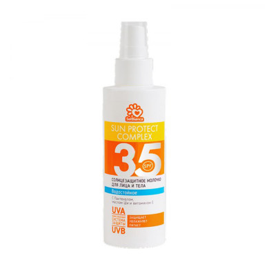 Солнцезащитное молочко SolBianca 35 SPF водостойкое для лица и тела 150 мл