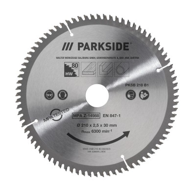 Полотно для дискової пилки Parkside PKSB 210 B1 з 80 зубами (210х2,5х30 мм)