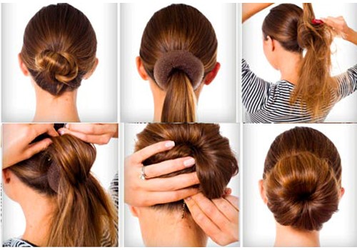 Прическа с бубликом для волос своими руками: как сделать пучок на голове
